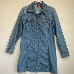 Vintage GAP Boho Western Classic Denim Shirt Dress Button Up Sz 10 Blue Prairie